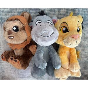 Disney Big Feet Plush Bundle Eeyore Young Simba Ewok